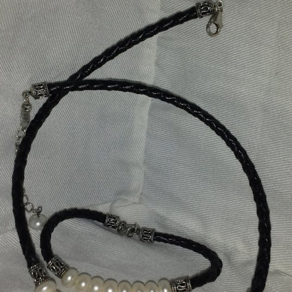 Sterling Silver Necklace Bracelet Set Real Pearls - Picture 10 of 10